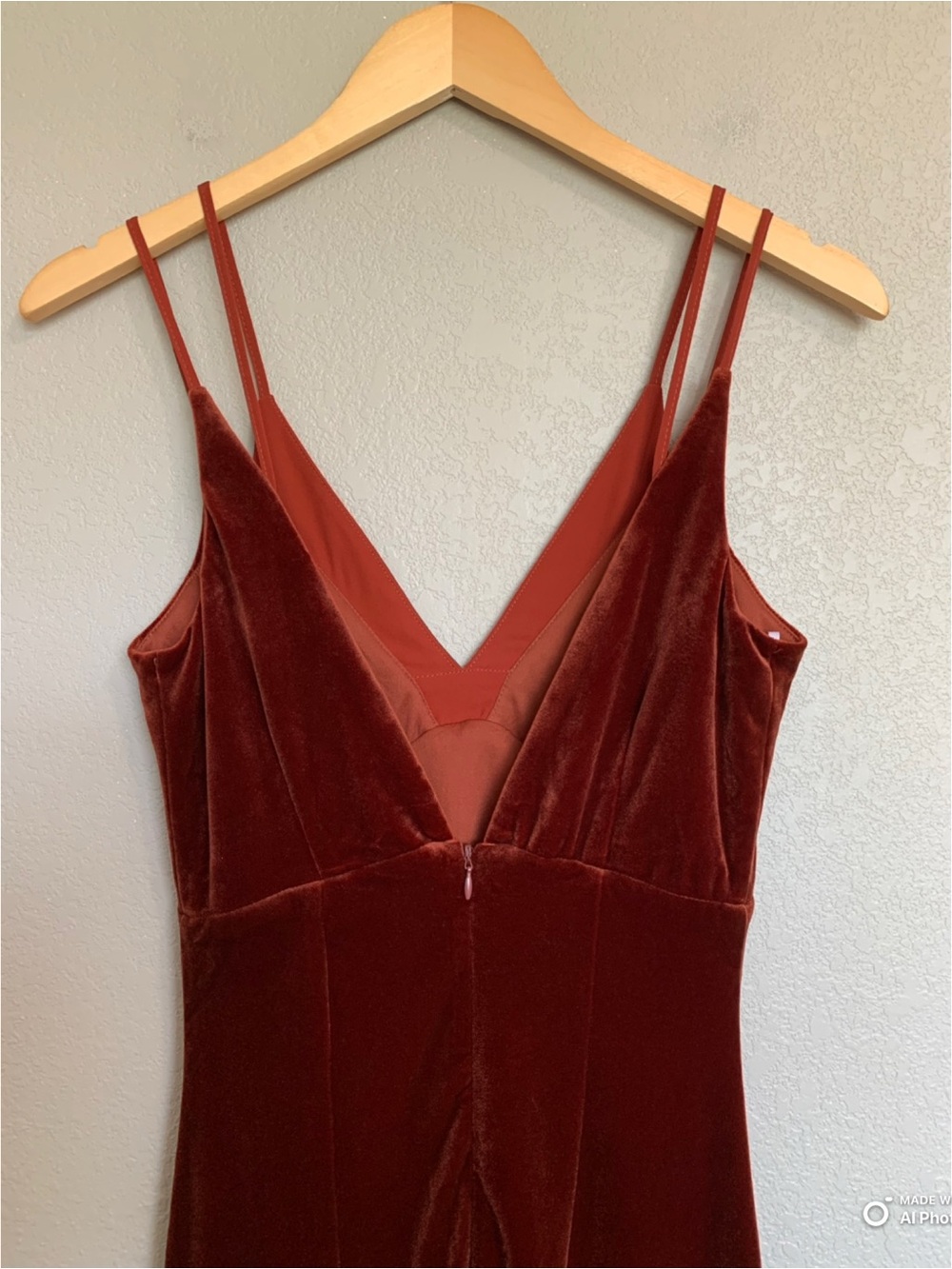 Lulus XS Immensely Glam Rust Velvet Backless Maxi Dress NWT FLAW Formal Party - Picture 10 of 15